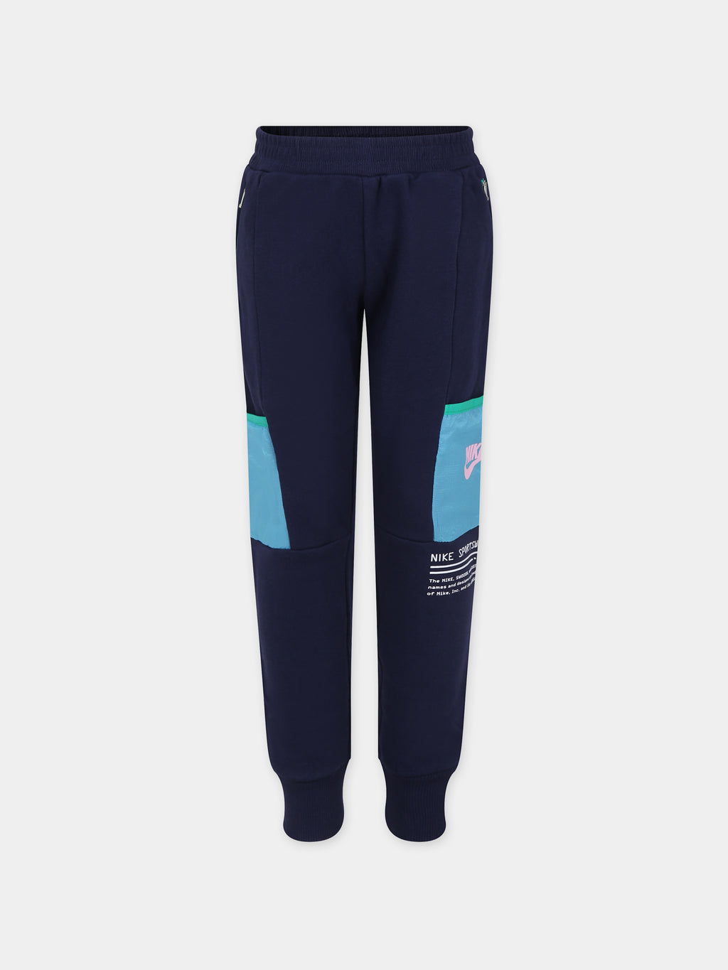 Blue trousers for boy with logo and swoosh